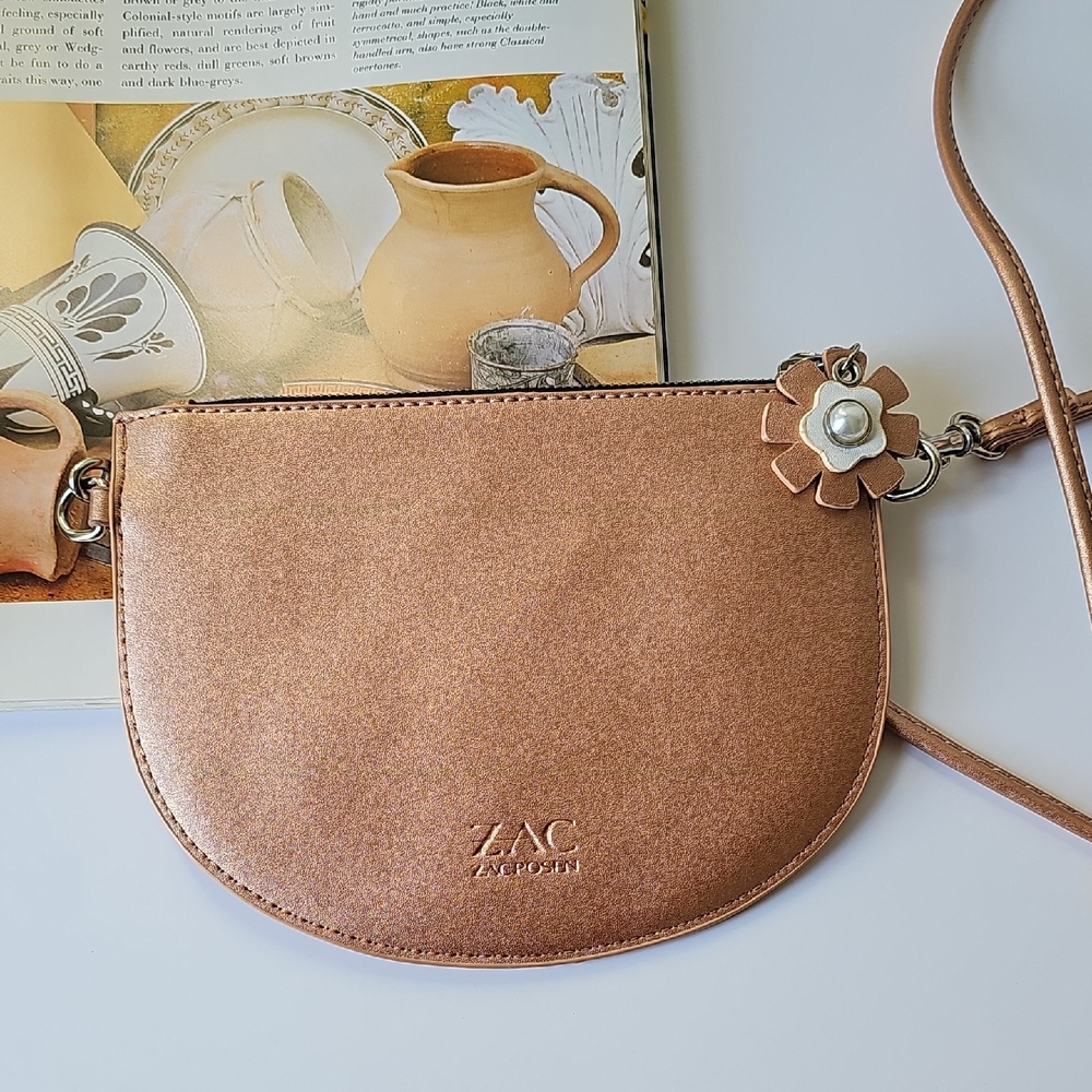 ZAC Zac Posen Rose Gold Mini Crossbody Bag with Flower Accent ( Welcome Offers!)
